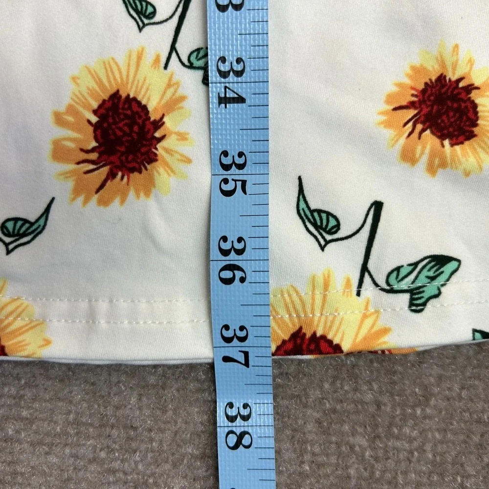 Molerani T Shirt Dress Women XL White Sunflower Print Stretch Round Neck Comfort